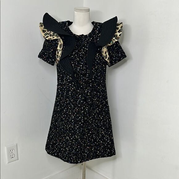 Louis Vuitton Multicolor Ruffle Mix Print Tweed Japan Exclusive Mini Dress - Picture 1 of 9